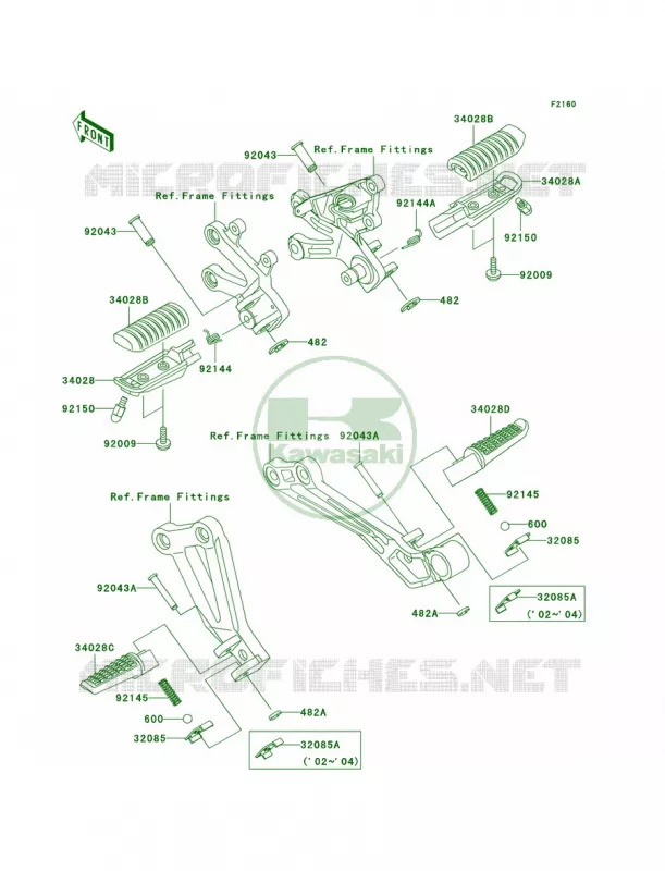 Footrests Kawasaki MOTOS 1200 2003 ZZR1200  ZX1200-C2