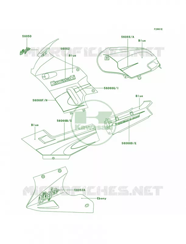 DecalsBlueF17 Kawasaki MOTOS 250 2002 Ninja 250R  EX250-F16
