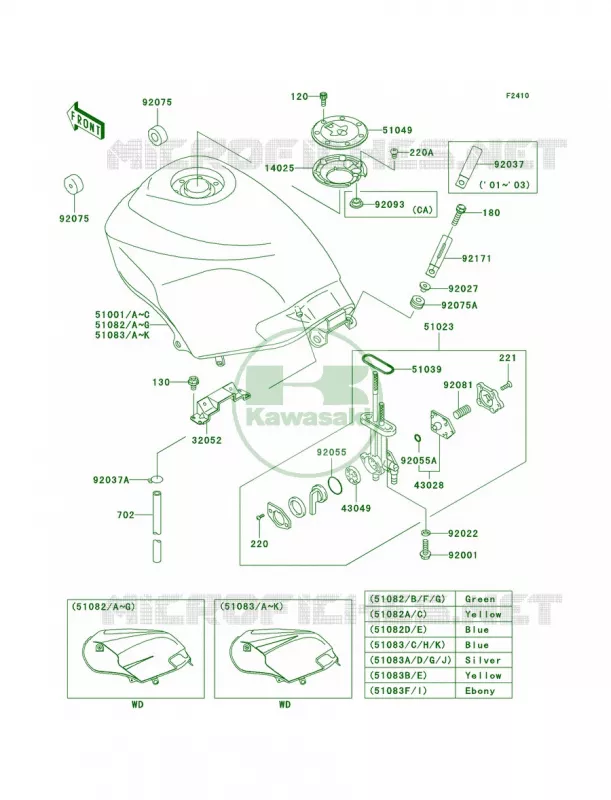 Fuel Tank44 Kawasaki MOTOS 250 2002 Ninja 250R  EX250-F16