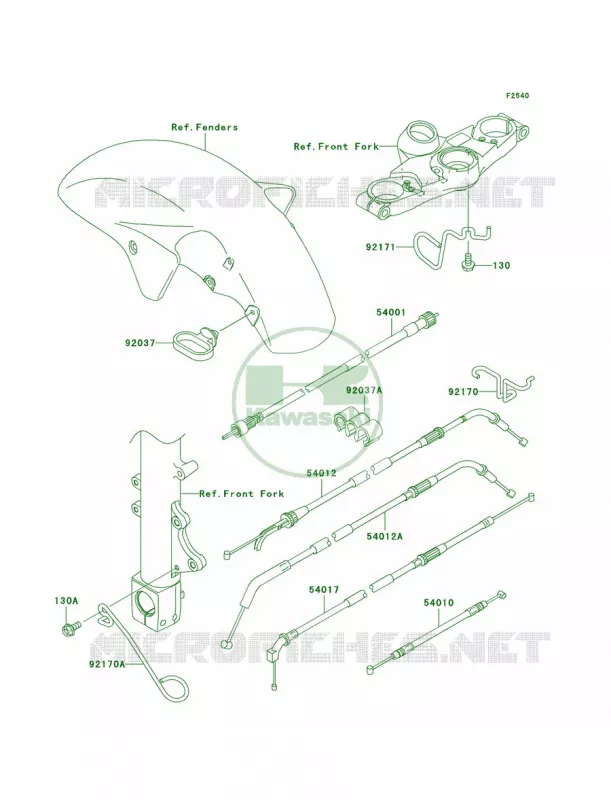Cables Kawasaki MOTOS 1200 2002 ZZR1200  ZX1200-C1