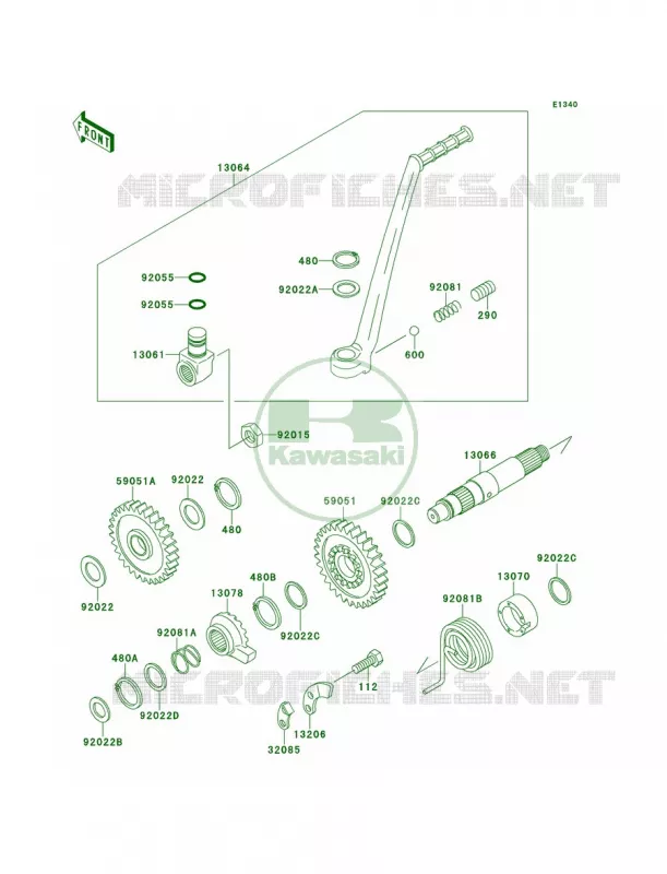 Kickstarter Mechanism Kawasaki MOTOS 220 1997 KDX220R  KDX220-A4
