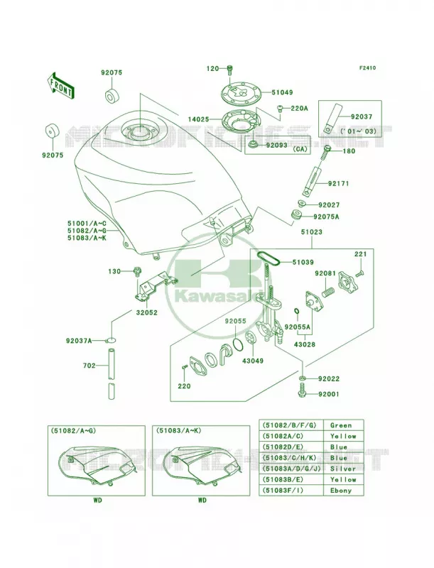 Fuel Tank44 Kawasaki MOTOS 250 2001 Ninja 250R  EX250-F15