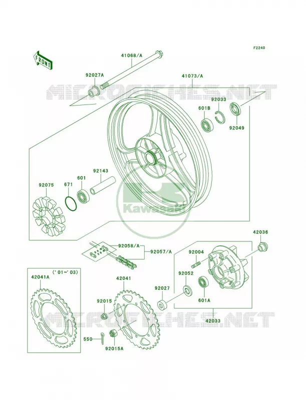 Rear WheelChain Kawasaki MOTOS 250 2001 Ninja 250R  EX250-F15