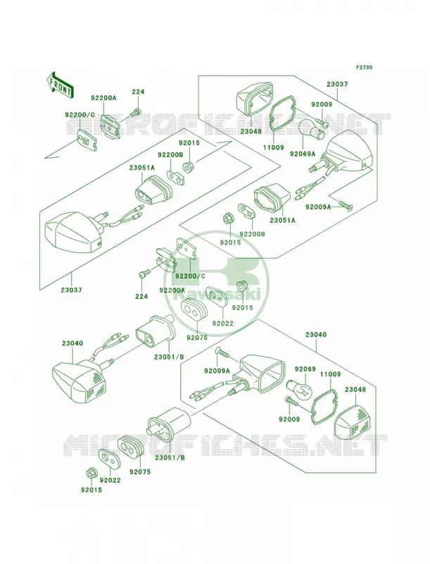Turn Signals Kawasaki MOTOS 500 2001 Ninja 500R  EX500-D8