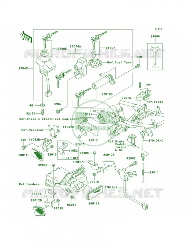 Ignition SwitchLocksReflectors Kawasaki MOTOS 1200 2001 ZRX1200R  ZR1200-A1