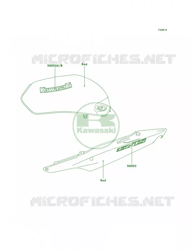 DecalsRedCNH2 Kawasaki MOTOS 750 2001 ZR-7S  ZR750-H1