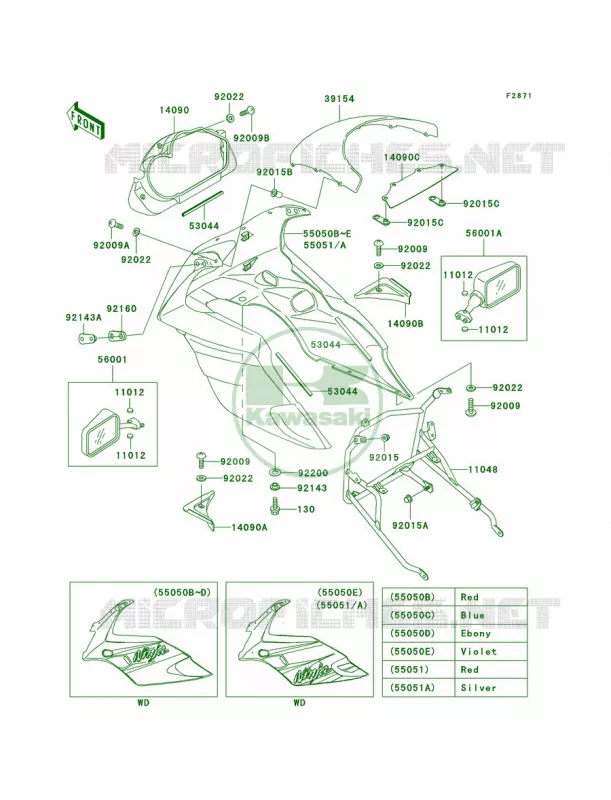 Cowling Kawasaki MOTOS 500 2000 Ninja 500R  EX500-D7