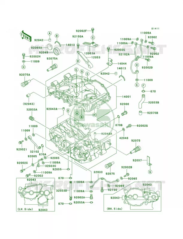Crankcase Kawasaki MOTOS 500 2000 Ninja 500R  EX500-D7