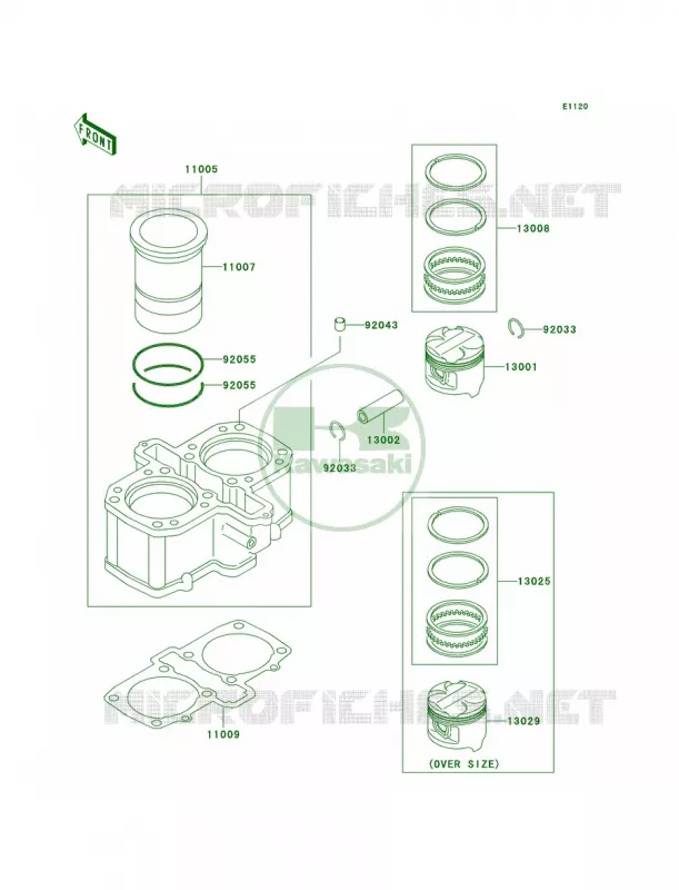 CylinderPistons Kawasaki MOTOS 500 2000 Ninja 500R  EX500-D7