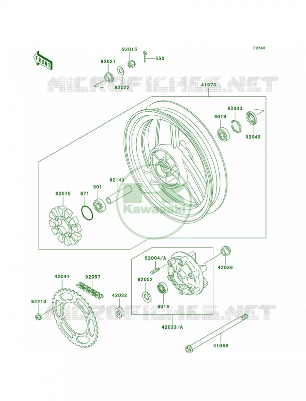 Rear WheelChain Kawasaki MOTOS 500 2000 Ninja 500R  EX500-D7