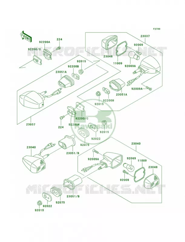 Turn Signals Kawasaki MOTOS 500 2000 Ninja 500R  EX500-D7