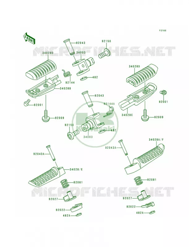 Footrests Kawasaki MOTOS 1100 2000 ZRX1100  ZR1100-C4