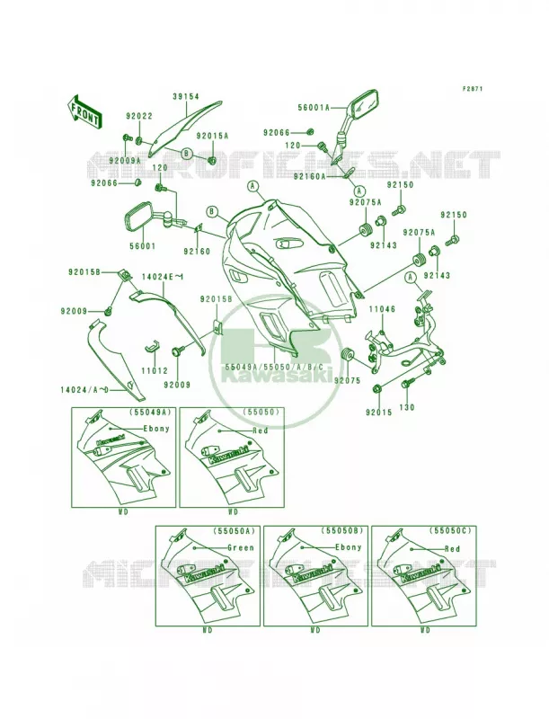 Cowling Kawasaki MOTOS 250 1999 Ninja 250R  EX250-F13