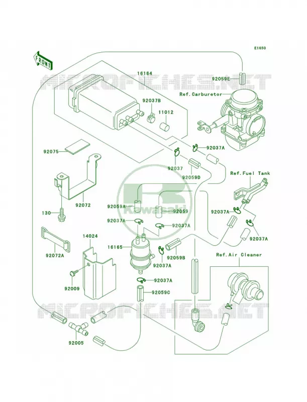 Fuel Evaporative SystemCA Kawasaki MOTOS 500 1999 Ninja 500R  EX500-D6