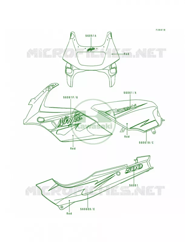 DecalsRedEX500-D2 Kawasaki MOTOS 500 1998 Ninja 500R  EX500-D5