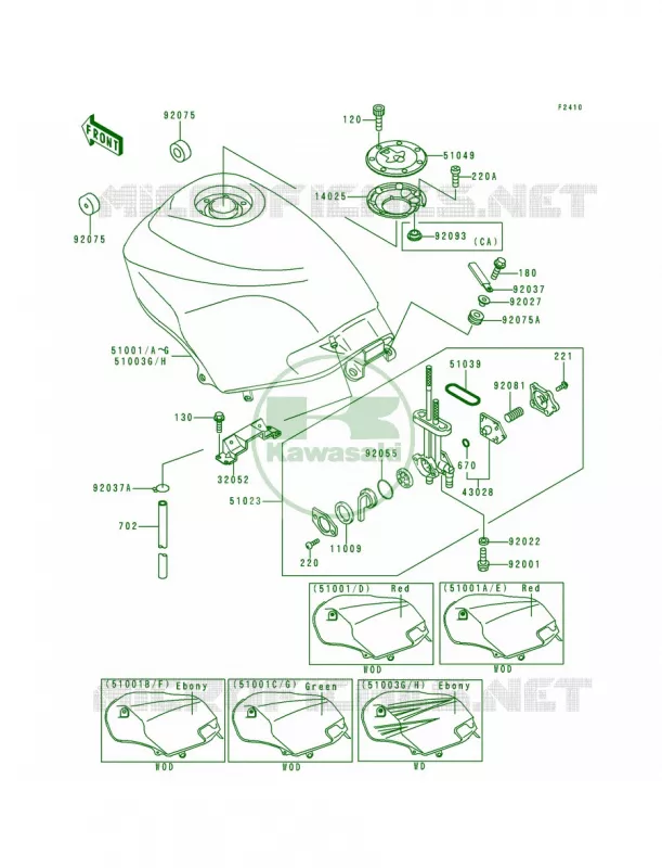 Fuel Tank Kawasaki MOTOS 250 1997 Ninja 250R  EX250-F11