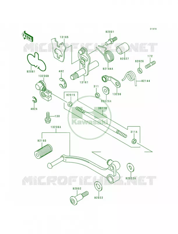 Gear Change Mechanism Kawasaki MOTOS 500 1997 Ninja 500R  EX500-D4