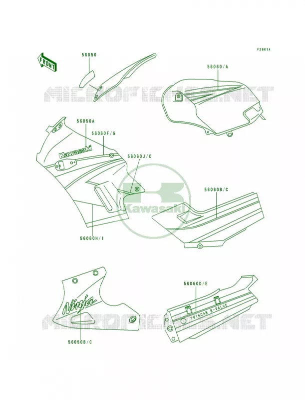 DecalsEbony Kawasaki MOTOS 250 1995 Ninja 250R  EX250-F9