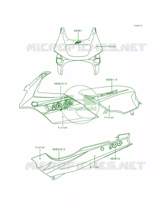 DecalsVioletEX500-D3 Kawasaki MOTOS 500 1995 Ninja 500  EX500-D2