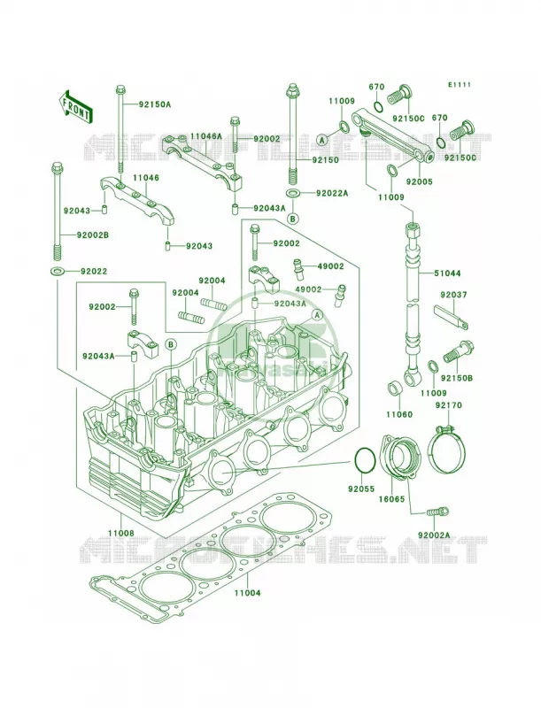 Cylinder Head Kawasaki MOTOS 1100 1995 GPZ 1100  ZX1100-E1