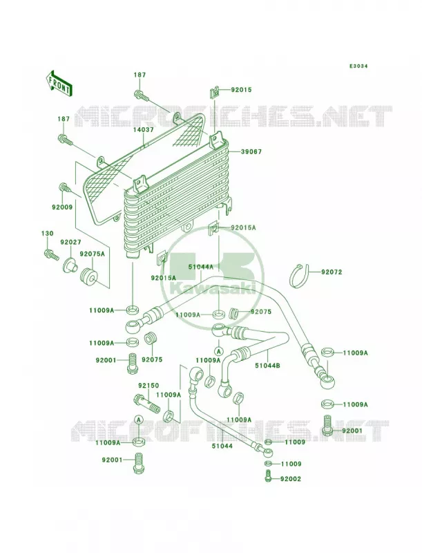 Oil Cooler Kawasaki MOTOS 1100 1995 GPZ 1100  ZX1100-E1