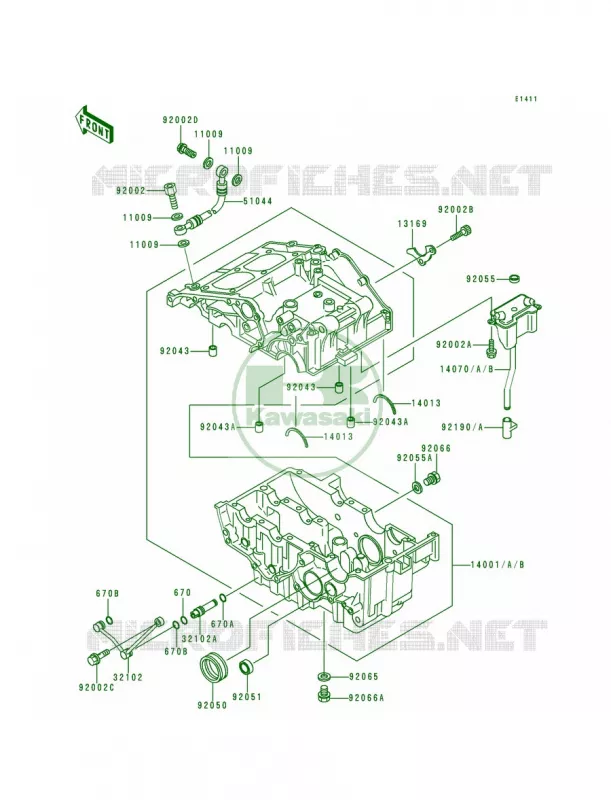 Crankcase Kawasaki MOTOS 250 1994 Ninja 250R  EX250-F8