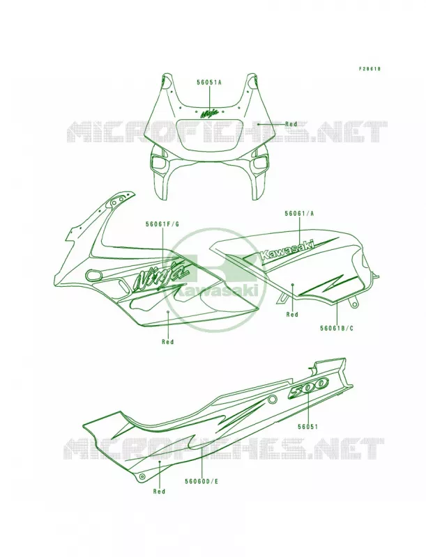 DecalsRedEX500-D2 Kawasaki MOTOS 500 1994 Ninja 500  EX500-D1