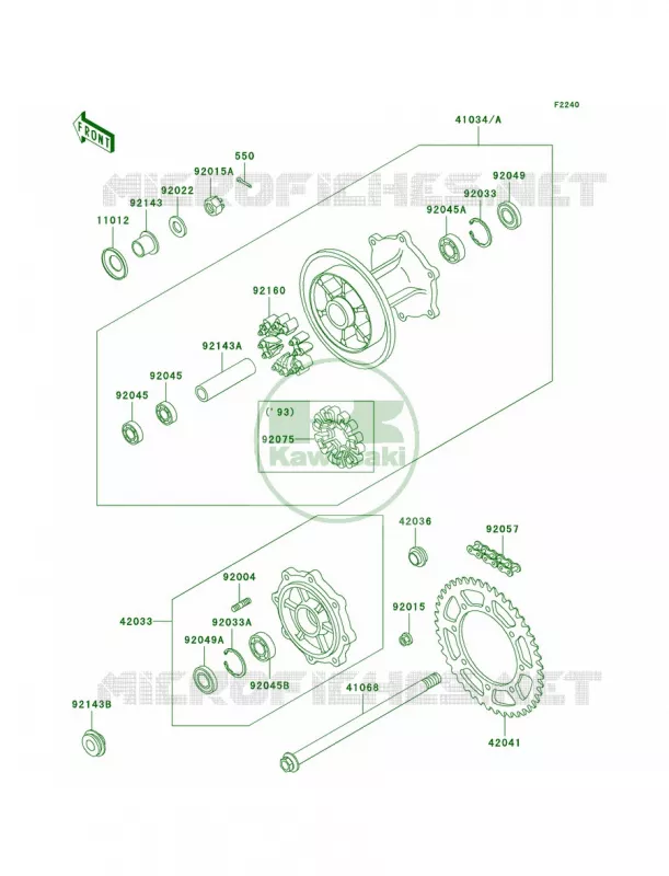 Rear Hub Kawasaki MOTOS 650 1996 KLX650   KLX650-C4