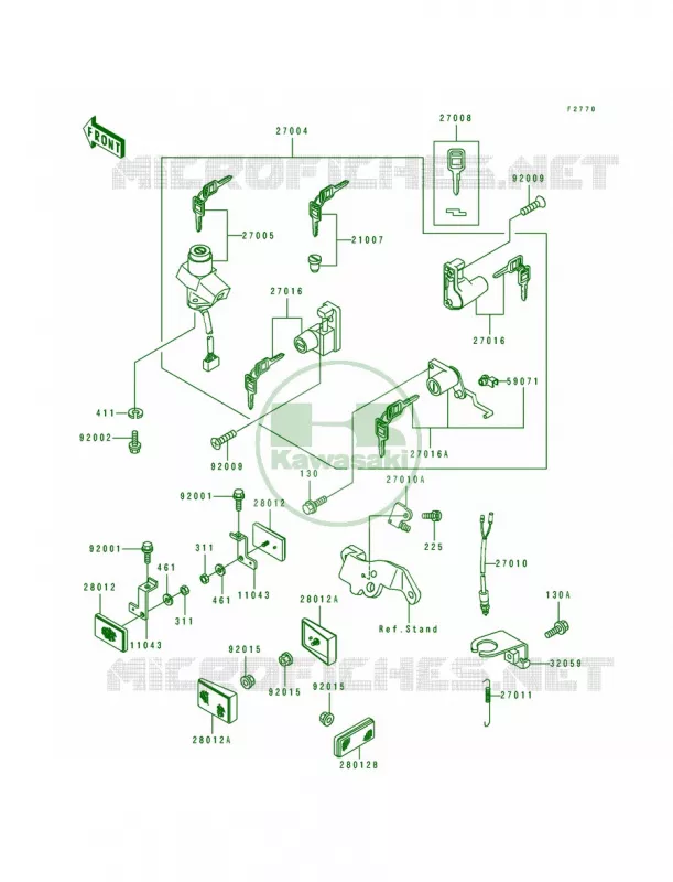 Ignition SwitchLocksRefiectors Kawasaki MOTOS 500 1993 EX500  EX500-A7