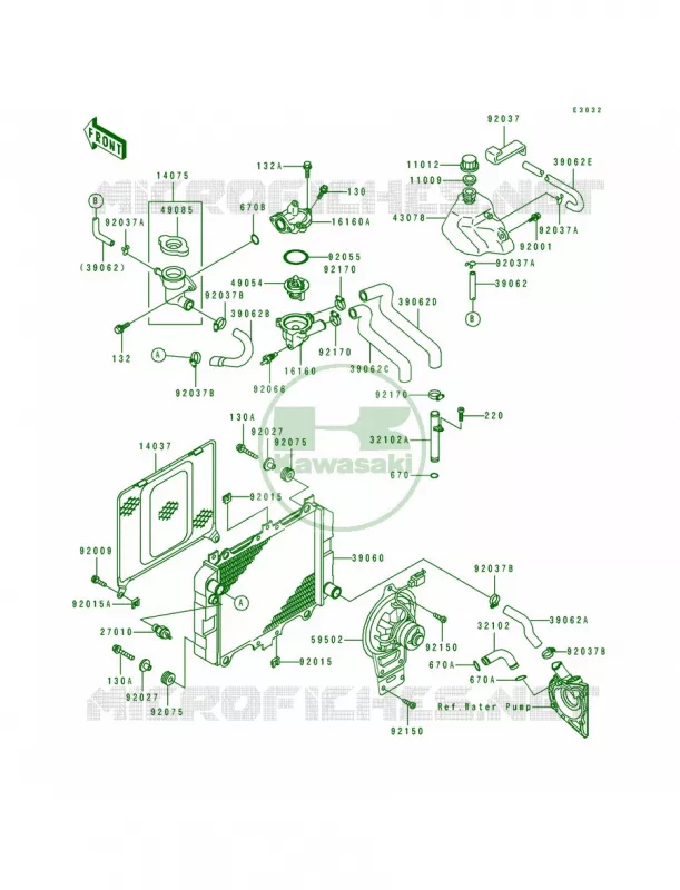 RadiatorFanWater Pump Kawasaki MOTOS 500 1993 EX500  EX500-A7