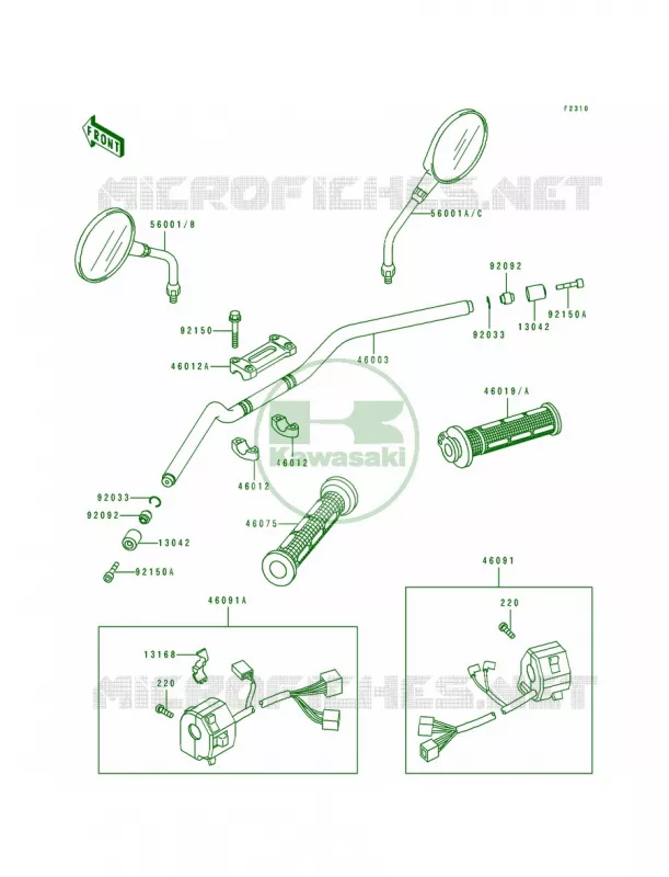Handlebar Kawasaki MOTOS 1100 1993 ZR1100 Zephyr  ZR1100-A2