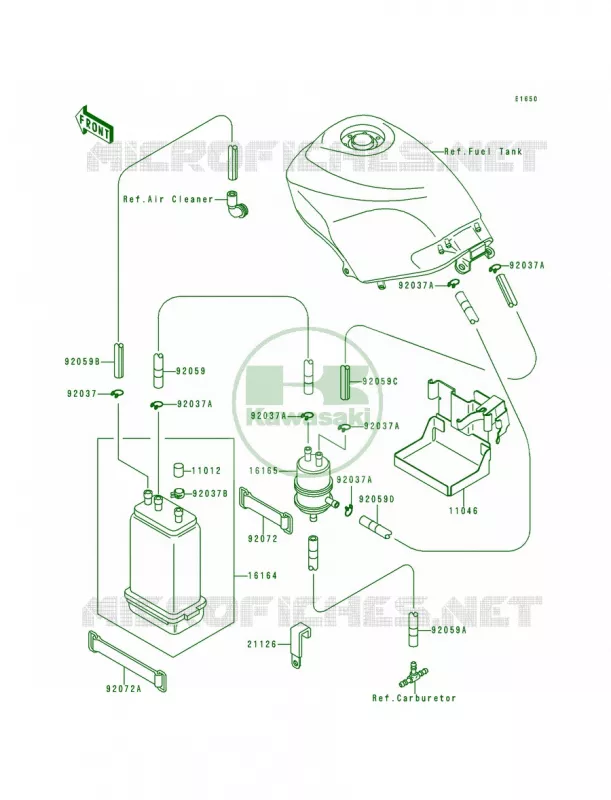 Fuel Evaporative System Kawasaki MOTOS 250 1992 Ninja 250R  EX250-F6