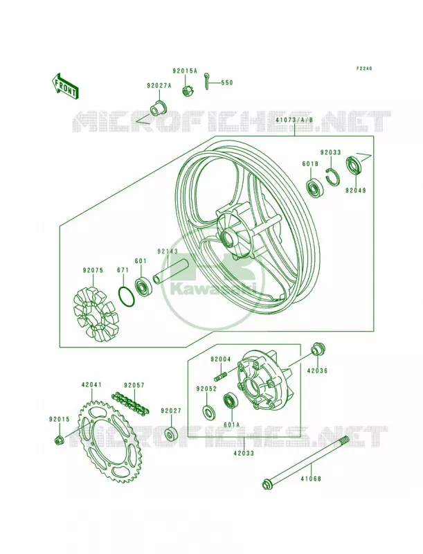 Rear WheelChain Kawasaki MOTOS 250 1992 Ninja 250R  EX250-F6