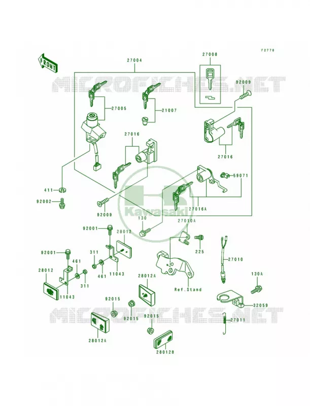 Ignition SwitchLocksRefiectors Kawasaki MOTOS 500 1992 EX500  EX500-A6