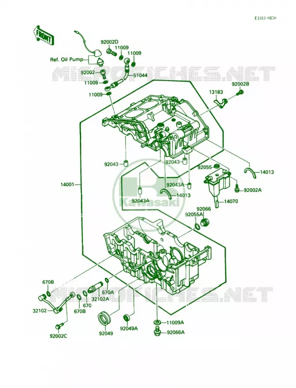 Crankcase Kawasaki MOTOS 250 1990 Ninja 250R  EX250-F4