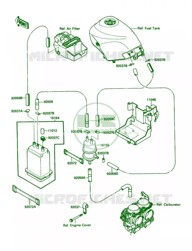 Fuel Evaporative System Kawasaki MOTOS 250 1990 Ninja 250R  EX250-F4
