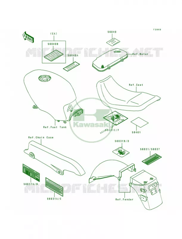 Labels Kawasaki MOTOS 500 1990 EX500  EX500-A4