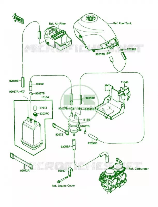 Fuel Evaporative System Kawasaki MOTOS 250 1989 Ninja 250R  EX250-F3