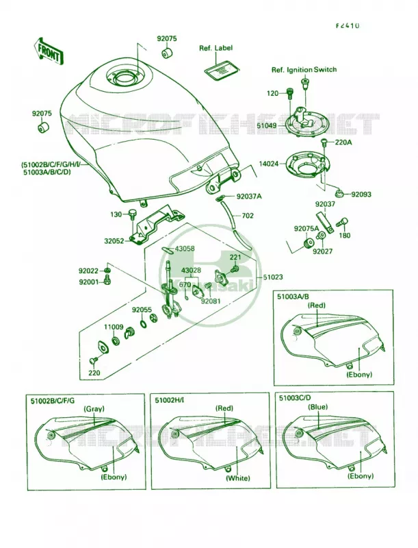 Fuel Tank Kawasaki MOTOS 250 1989 Ninja 250R  EX250-F3