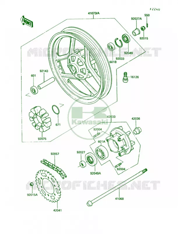 Rear WheelChain Kawasaki MOTOS 250 1989 Ninja 250R  EX250-F3
