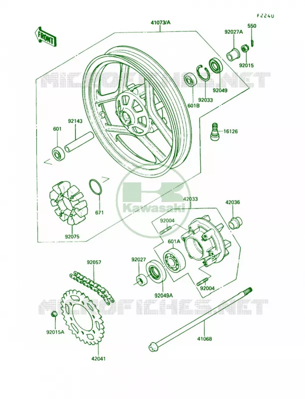 Rear WheelChain Kawasaki MOTOS 250 1988 Ninja 250R  EX250-F2
