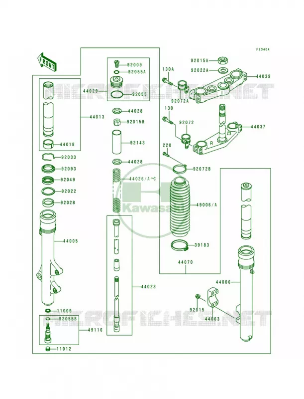 Front ForkKDX200-H4H5 Kawasaki MOTOS 200 1995 KDX200  KDX200-H1