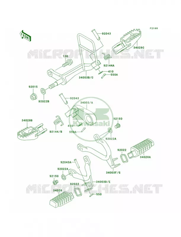 Footrests Kawasaki MOTOS 650 1995 KLX650   KLX650-C3