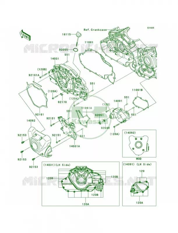 Left Engine Covers Kawasaki MOTOS 1700 2013 Vulcan 1700 Vaquero  VN1700JDFA